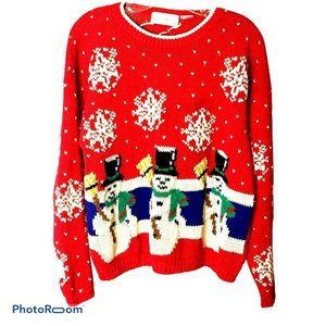 Carroll Reed Women's Sweater Christmas Red Crew Neck Long Sleeve Pullover Size M